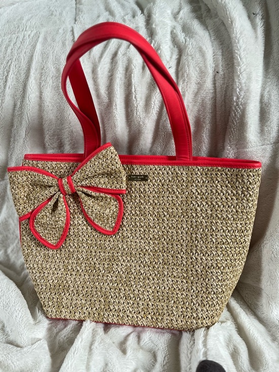 kate spade Handbags - SOLD kate spade Natural Straw Tote with Red Trim and Bow EUC MSRP 248